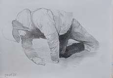 12. _A shot Hero. Figue sketch_ 2023, 21x29 cm, pencil on paper