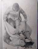 28. _Covering a body of a dead Hero_ 2023, 29x21 cm, pencil on paper