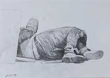9. _The fallen shot dead Hero. Figue sketch_ 2023, 21x29 cm, pencil on paper